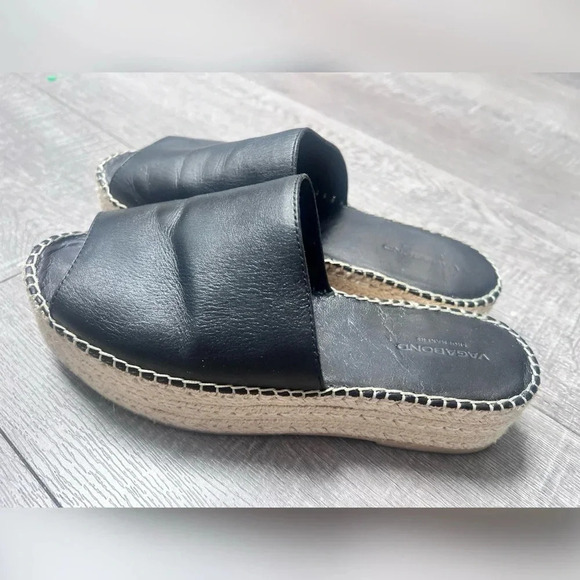 Vagabond Black Leather Platform Celeste Espadrille Size 7 - Picture 7 of 7